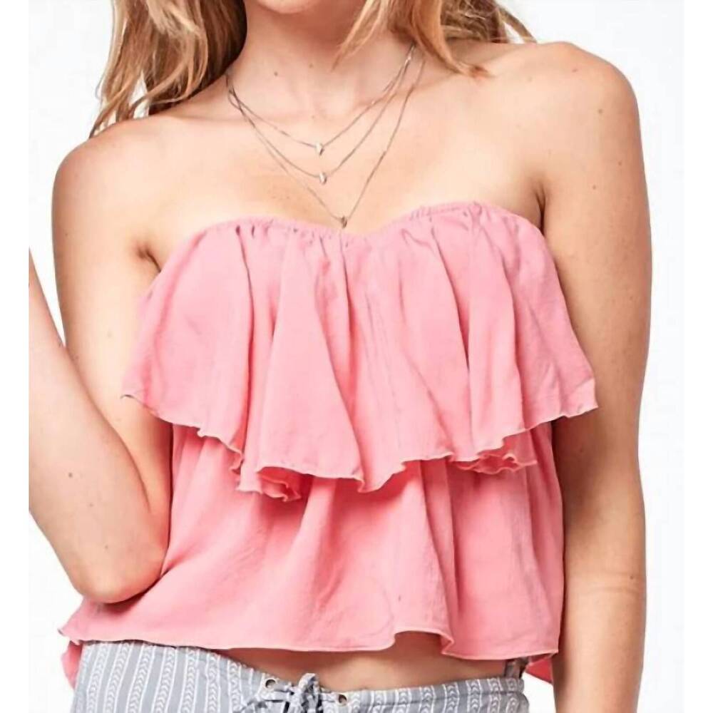 NEW INDAH paloma flounce top in guava